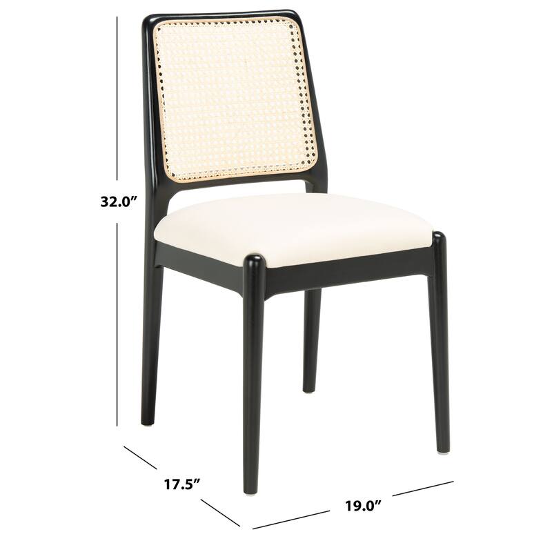 SAFAVIEH Sylva Rattan Cushion Dining Chair (Set of 2) - 19" W x 17.5" L x 32" H - 19Wx18Dx32H
