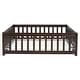 preview thumbnail 18 of 43, White Full Size Wooden Floor Bed with Fence & Door, Rubber, Safety Guardrails