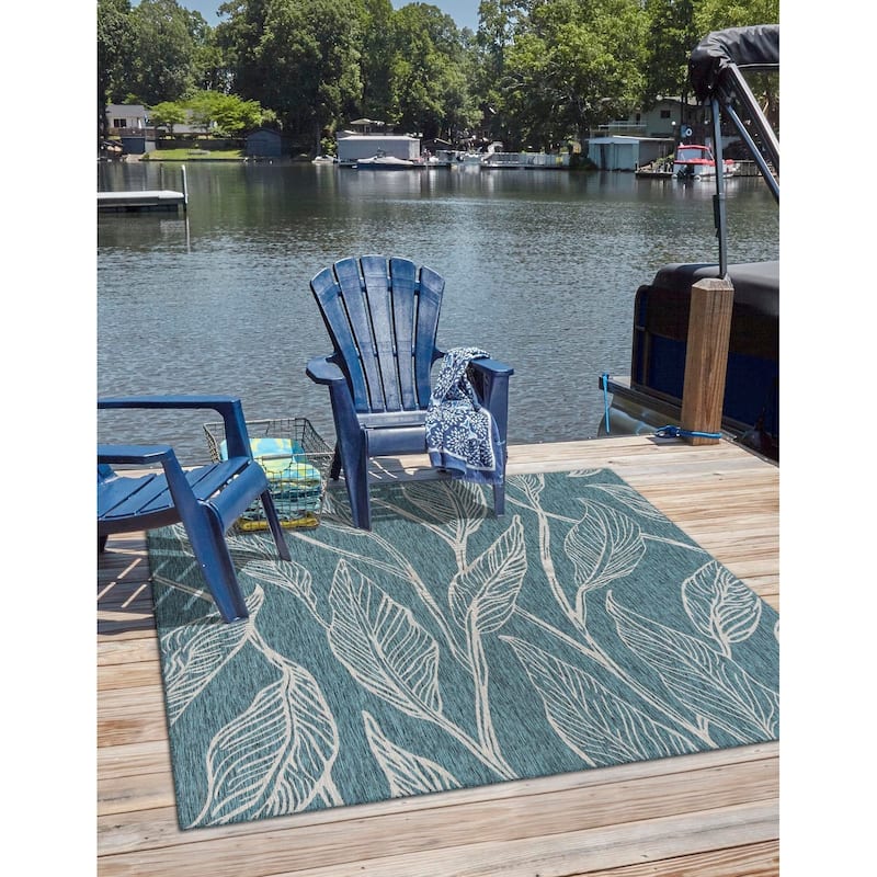 Outdoor Turgh Collection Area Rug - Teal - 10'8" Square