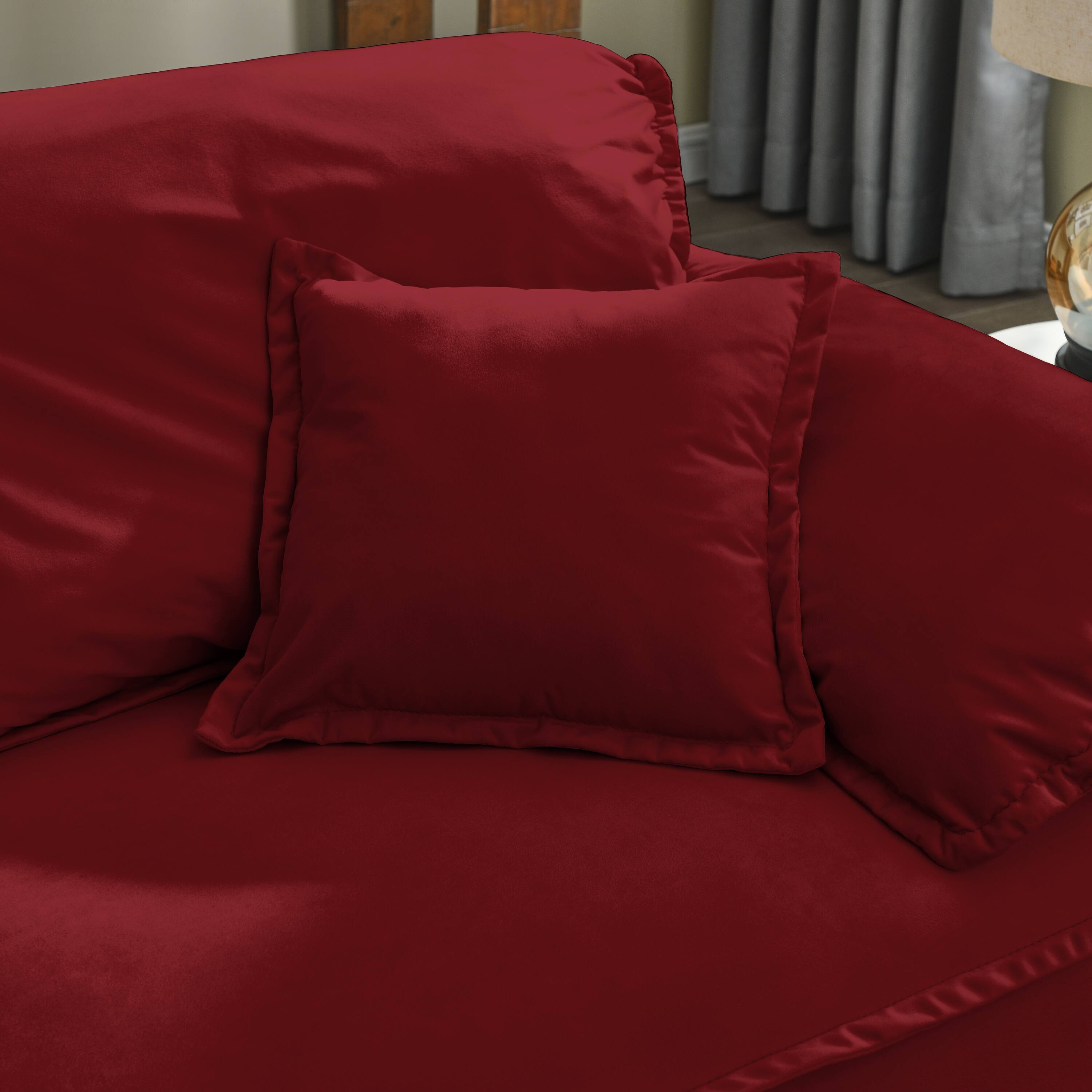 Red Modern Velvet Upholstery Living Room Sofa Set with Pillows (2x 3
