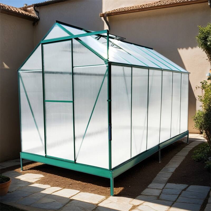 Polycarbonate Greenhouse,Heavy Duty Outdoor Walk-in Green House Kit - 6.3'*12.2'*7'