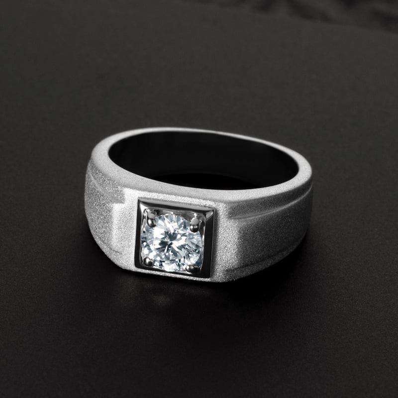 Men's 1 ct Moissanite Hightower Matte Finish Sterling Silver Ring