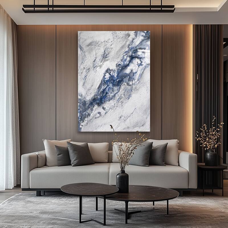 Blue Aetheris Abstract Hand Painted Oil Canvas Wall Art 47"x31"