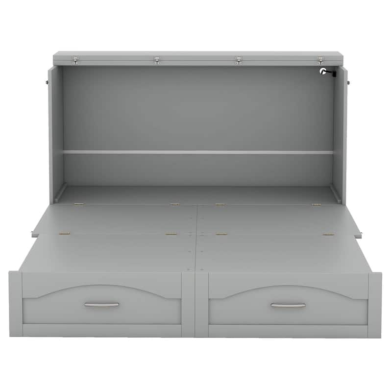 Queen/Full Size Murphy Bed with drawer and a set of Sockets & USB Ports