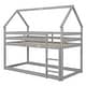 preview thumbnail 9 of 7, Twin over Twin Loft Bed with Roof Design, Guardrail and Ladder, Grey