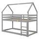 preview thumbnail 6 of 19, Twin over Twin Size Wood Loft Bed with Roof Design, Safety Guardrail and Ladder