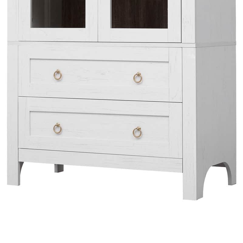 Spruce & Spring 71" Tall Modern Arched Bookcase Bookshelf with 2 Drawers