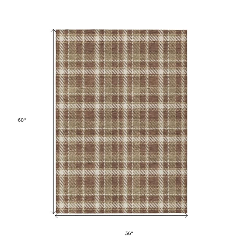 Alfiz Plaid Weather Resistant Blended Style Runner Outdoor Rug