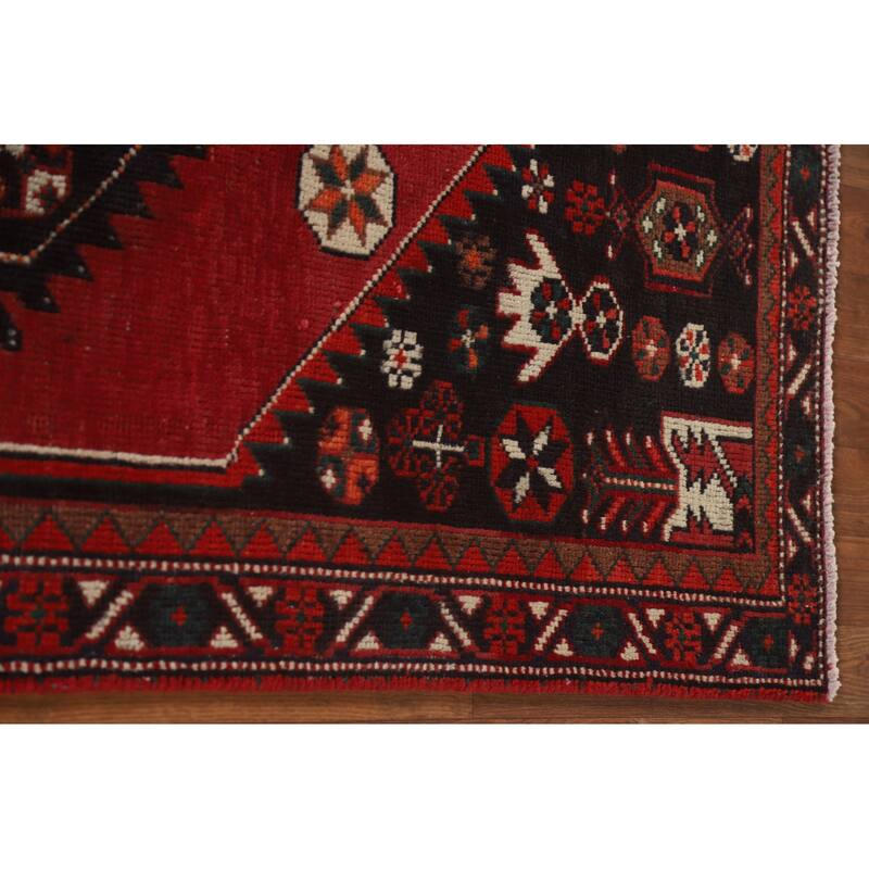 Hamedan Persian Vintage Area Rug Handmade Wool Carpet - 4'0"x 7'0"
