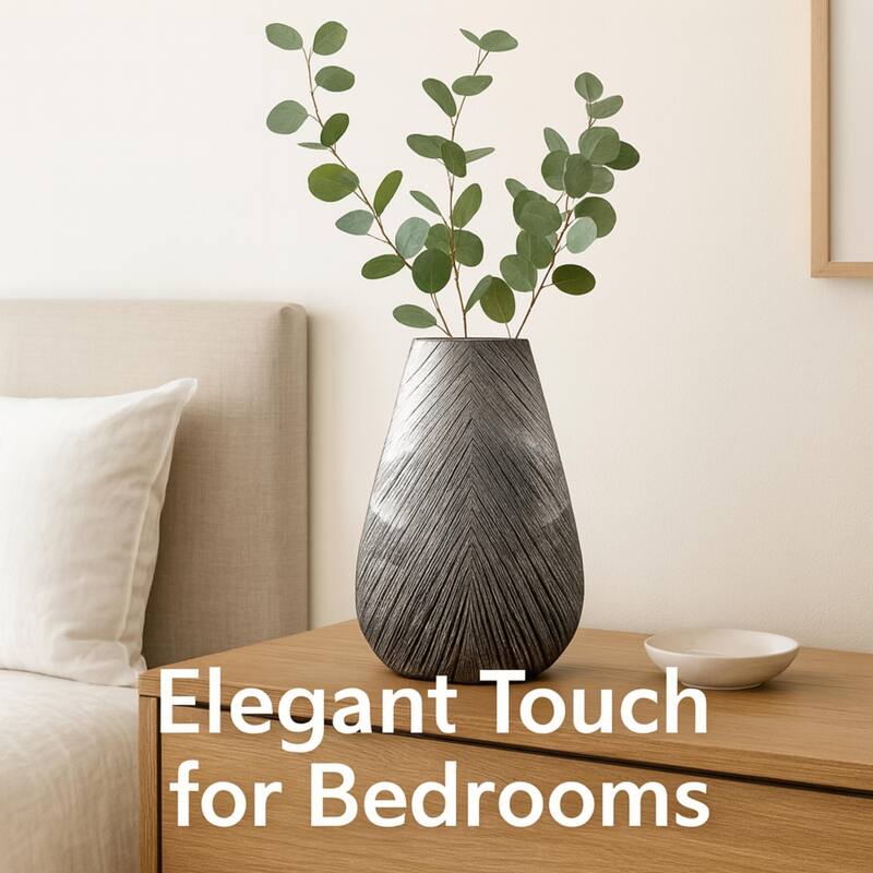 Aria Home Arrowhead Grey Textured Polyresin Vase for Modern Home Decor