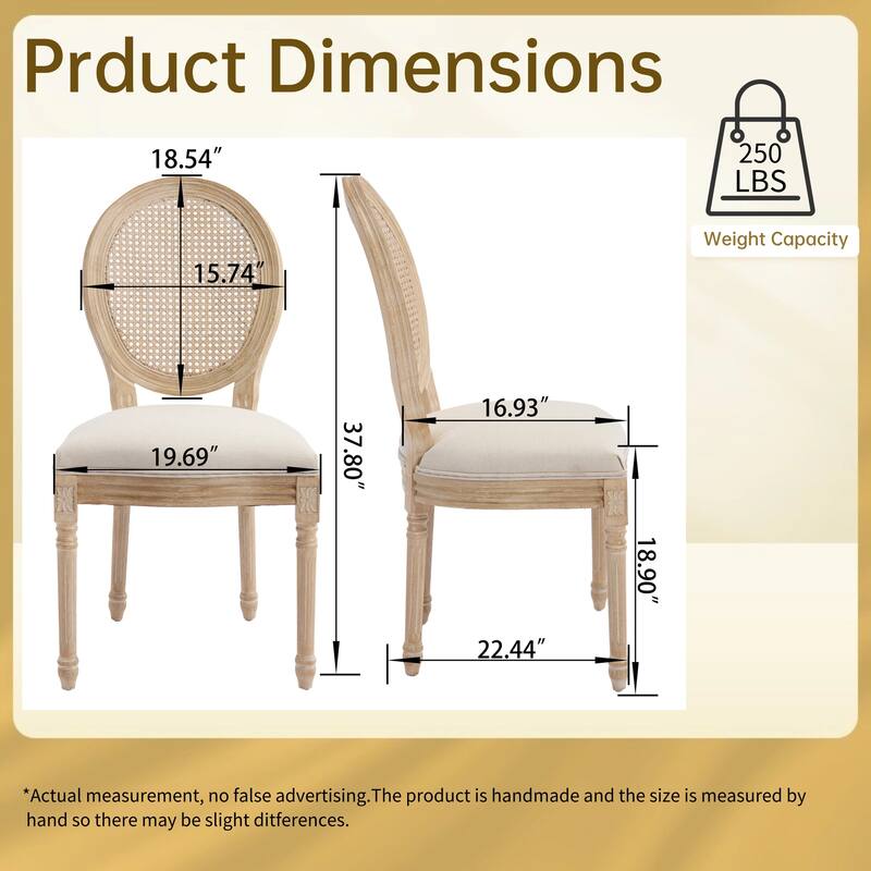 French Country Wire Drawing & Carving Techniques Dining Chairs with Backrest (Set of 2)
