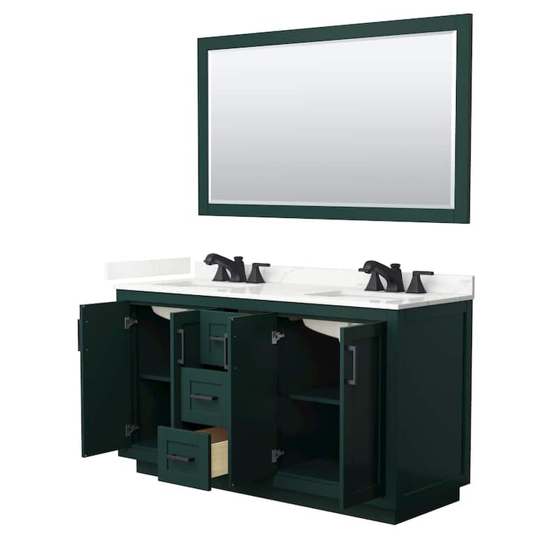 Miranda 60-inch Double Vanity, Quartz Top, 58-inch Mirror