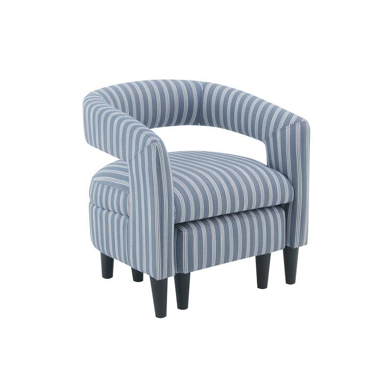 Modern Striped Accent Barrel Chair with Ottoman Set