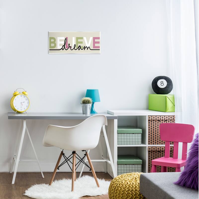 Stupell Muted Believe & Dream Wall Plaque Art Design By Kim Allen