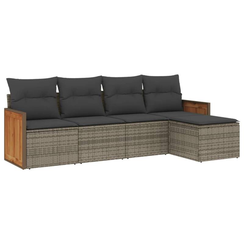 vidaXL Patio Sofa Set with Cushions Outdoor Conversation Furniture Poly Rattan