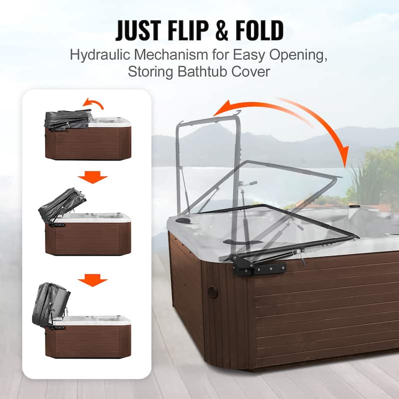 Hot Tub Cover Lift, Spa Cover Lift, Hydraulic, Width 69" - 96.5" Adjustable, Installed on Both Sides at the Top