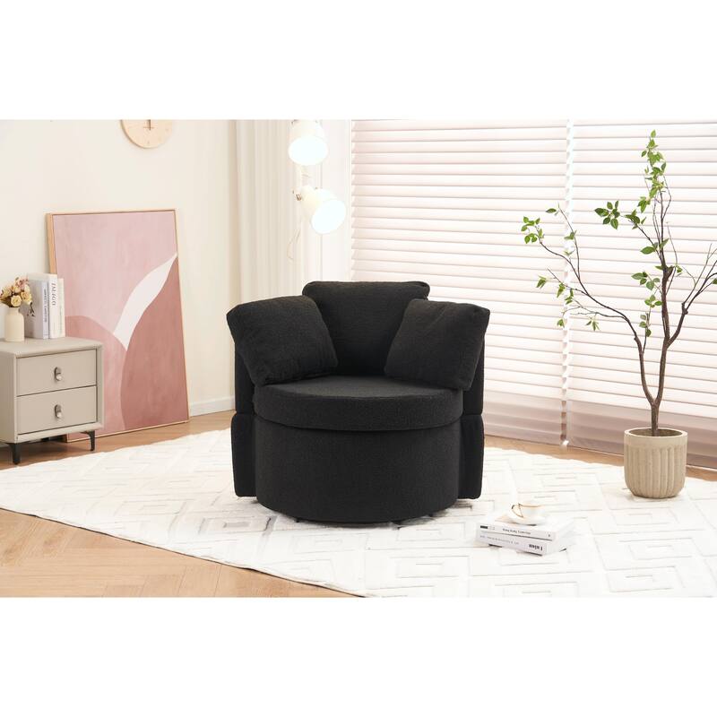 360° Swivel Chair with Storage and Throw Pillows
