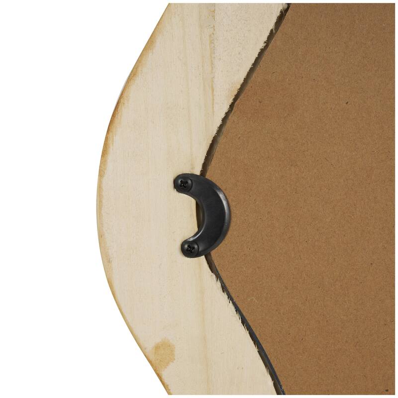 Brown Wood Wavy Room Wall Mirror with Dimensional Carved Frame
