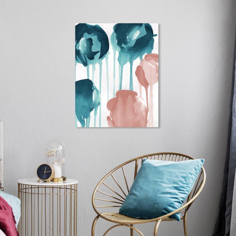 Wynwood Studio Canvas Abstract Blush Favorite Color Blue and Turquoise Modern & Contemporary Wall Art Canvas Print - 24 x 20