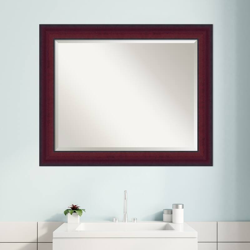 Canterbury Cherry Beveled Wood Framed Bathroom Vanity Wall Mirror - Canterbury Cherry