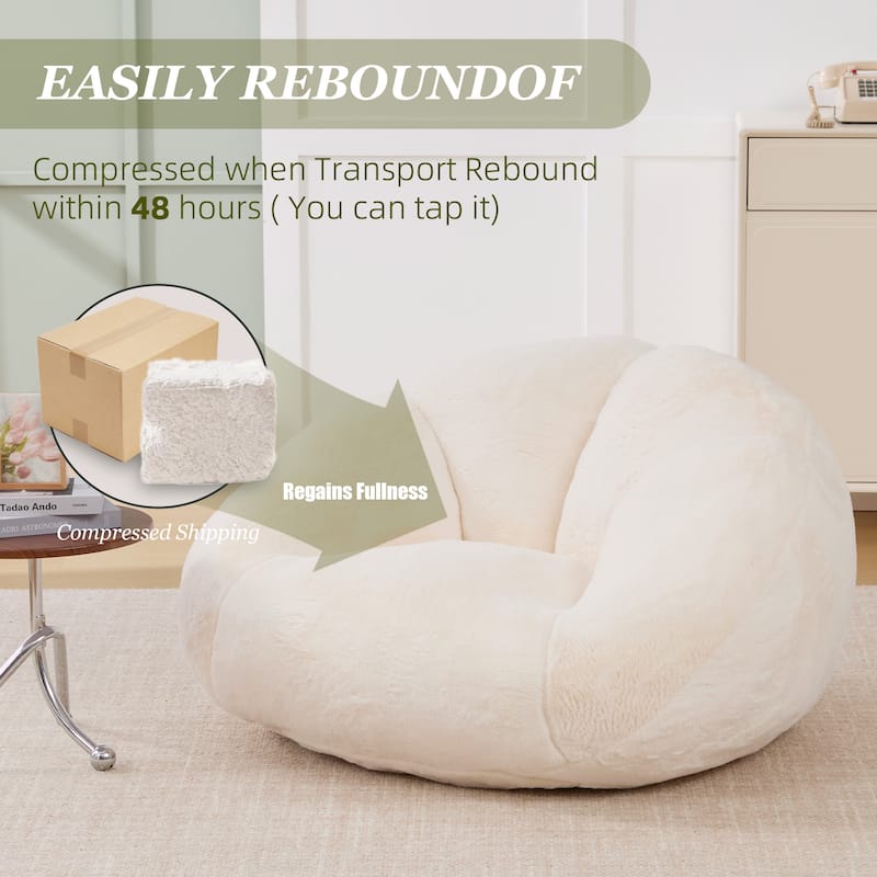 HOMEFUN Fabric Upholstered Oversized Round Comfy Bean Bag Lazy Sofa for Living Room
