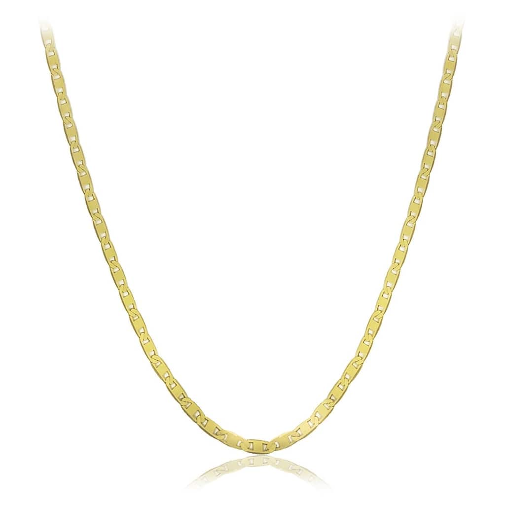 10k Yellow Gold Mariner Link Chain Necklace 1.3mm 16"-24" Inch