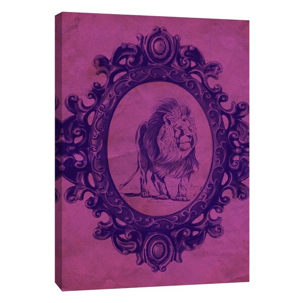 PTM Images 9-105890 PTM Canvas Collection 10" x 8" - "Framed Lion in Violet" Giclee Lions Art Print on Canvas