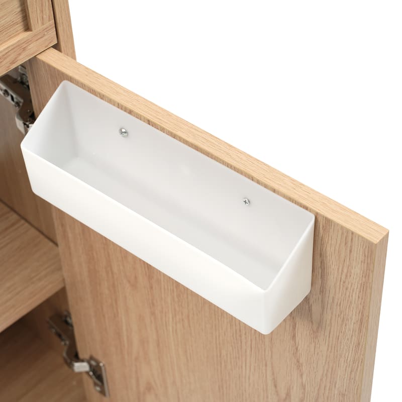 Roomfitters 15.75" Bathroom Vanity with Resin Sink, Adjustable Shelf, Push-to-Open Reversible Door, Wood