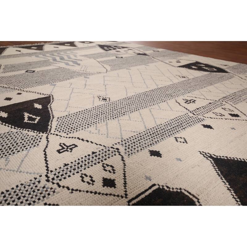 Geometric Moroccan Rug Hand-Knotted Wool Carpet - 8'9"x 12'7"
