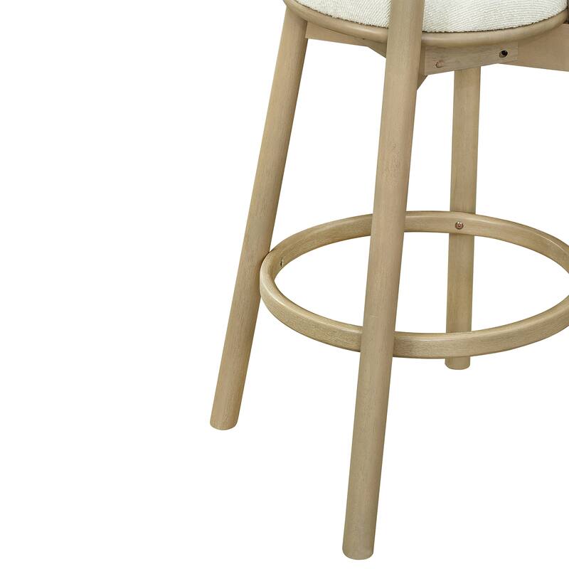 Christopher Knight Home - Ashley Contemporary Upholstered Round Cushion Bar Stools with Rubberwood Frame, Set of 2