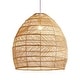preview thumbnail 1 of 3, Natural Rattan Dome Pendant Light on Adjustable Cable - 14 x 14 x 14 inches