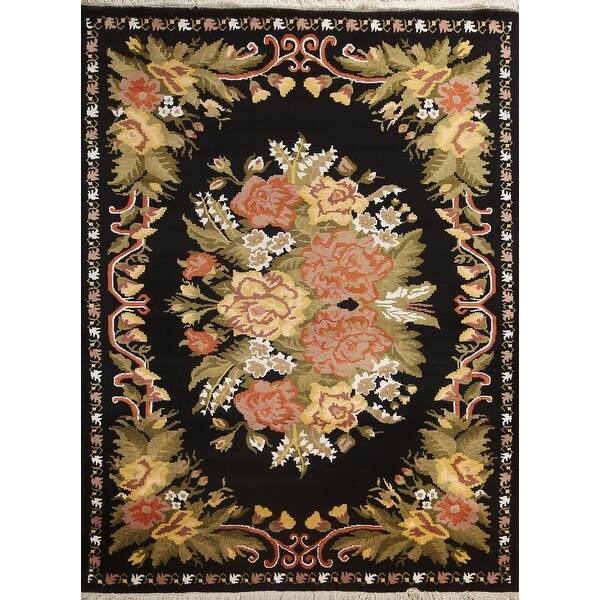 slide 2 of 20, Wool/ Silk Vegetable Dye Aubusson Oriental Area Rug Handmade Carpet - 5'11" x 8'1"