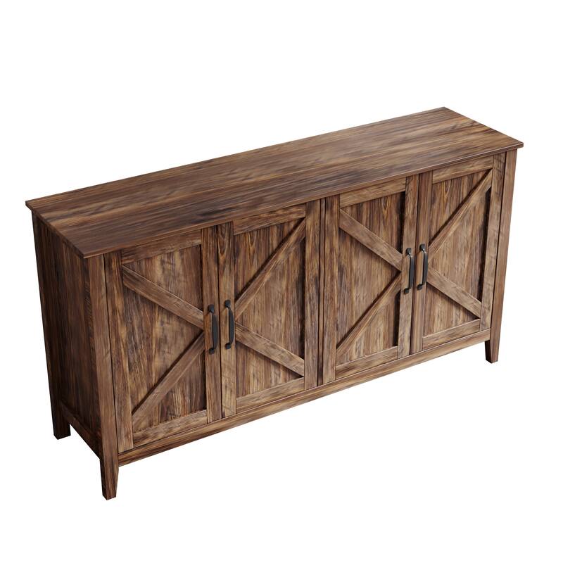 Cabinet with 4 Doors and 4 open shelgves,Freestanding Sideboard Storage Cabinet Entryway Floor Cabinet