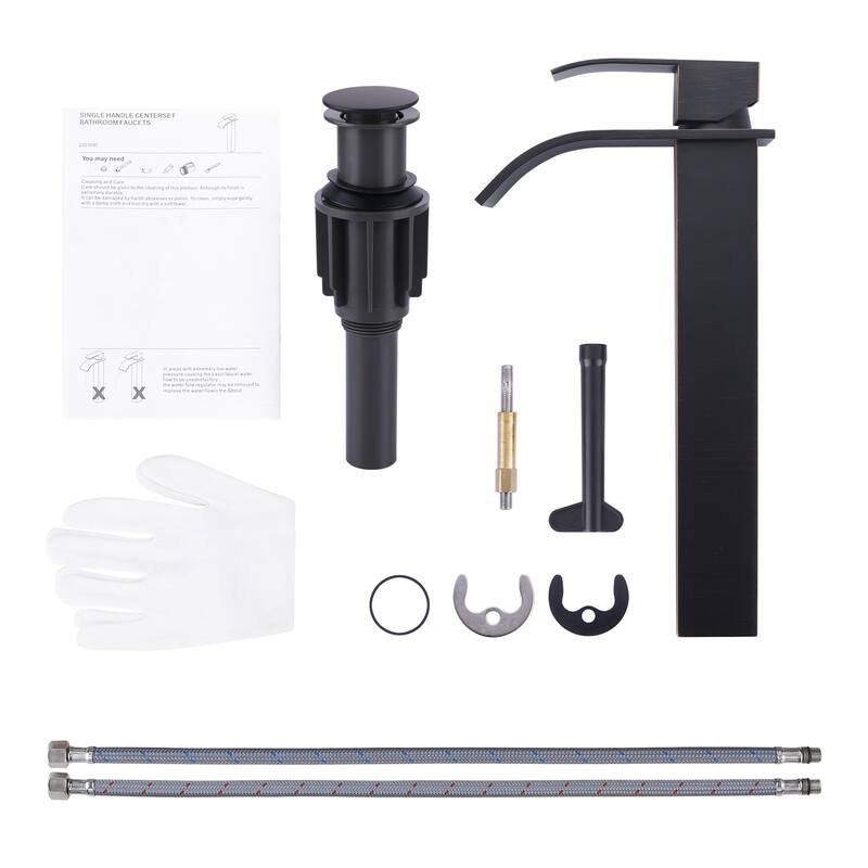 WOWOW Single Handle Single Hole Waterfall Bathroom Vessel Faucet