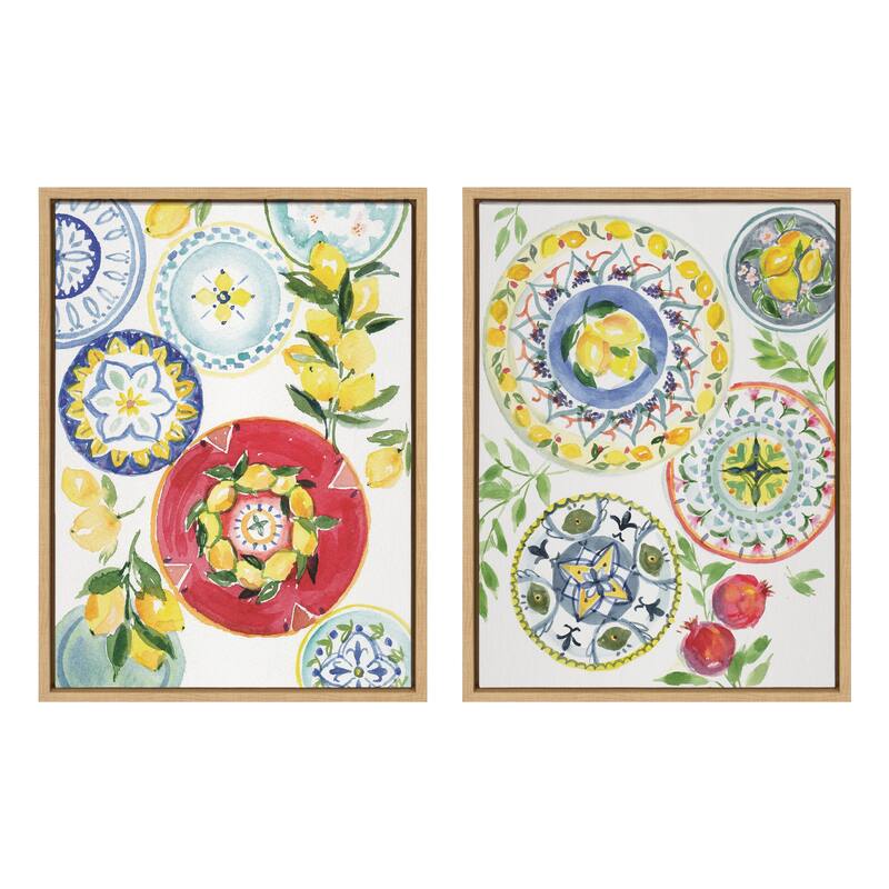 Kate and Laurel Sylvie Positano Inspired Framed Canvas Set by Patricia Shaw - 2 Piece 18x24 - Plastic - Brown
