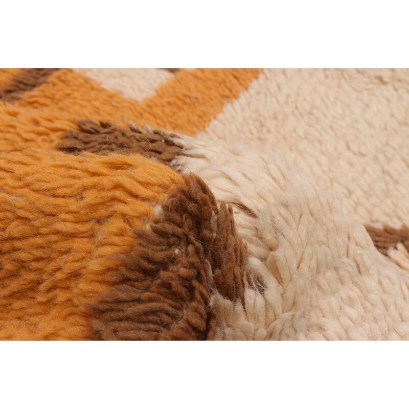 ECARPETGALLERY Hand-knotted Azilal Cream, Orange Wool Rug - 4'3 x 8'0