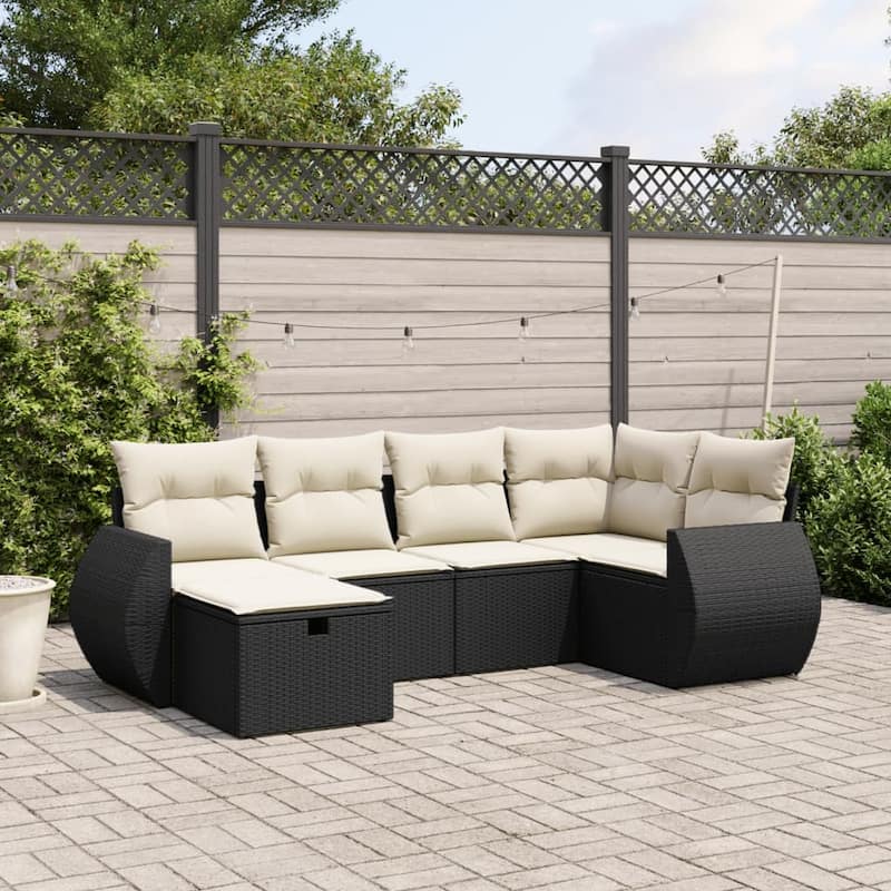 vidaXL Garden Sofa Set - Black and cream Large without storage