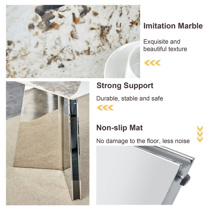 Roomfitters Rock Slab Dining Table with Pandora Pattern and Silver Stainless Butterfly Legs for Modern Interiors