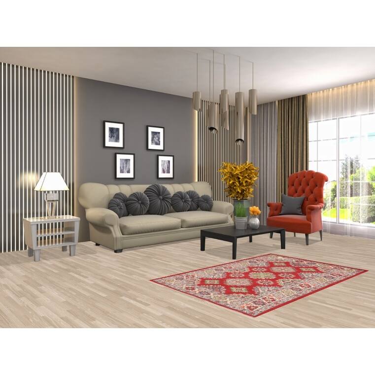 Oriental Kazak Foyer Rug Hand-Knotted Traditional Wool Carpet - 3'2" x 5'1"