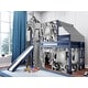 preview thumbnail 61 of 117, JACKPOT Prince & Princess Low Loft Twin Bed, Ladder Slide Tent & Tower Blue with Grey Camo Tent