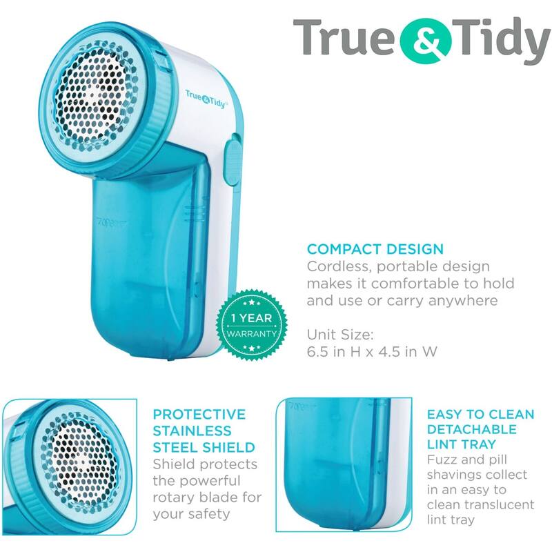 True & Tidy Portable Lint Remover Battery Operated, Cordless