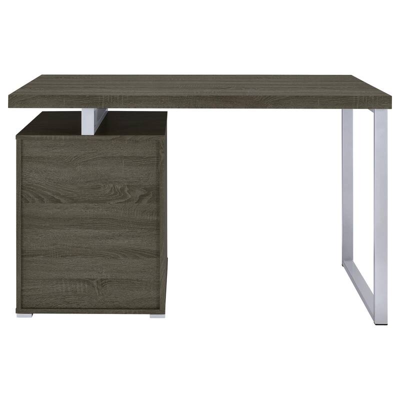 GDFStudio - Evelyn Harper Contemporary Weathered Grey 3-Drawer Reversible Office Desk