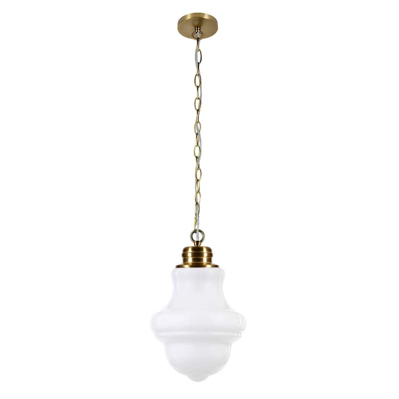 Annie Brass and White Milk Glass Pendant - Brass/Milk Glass