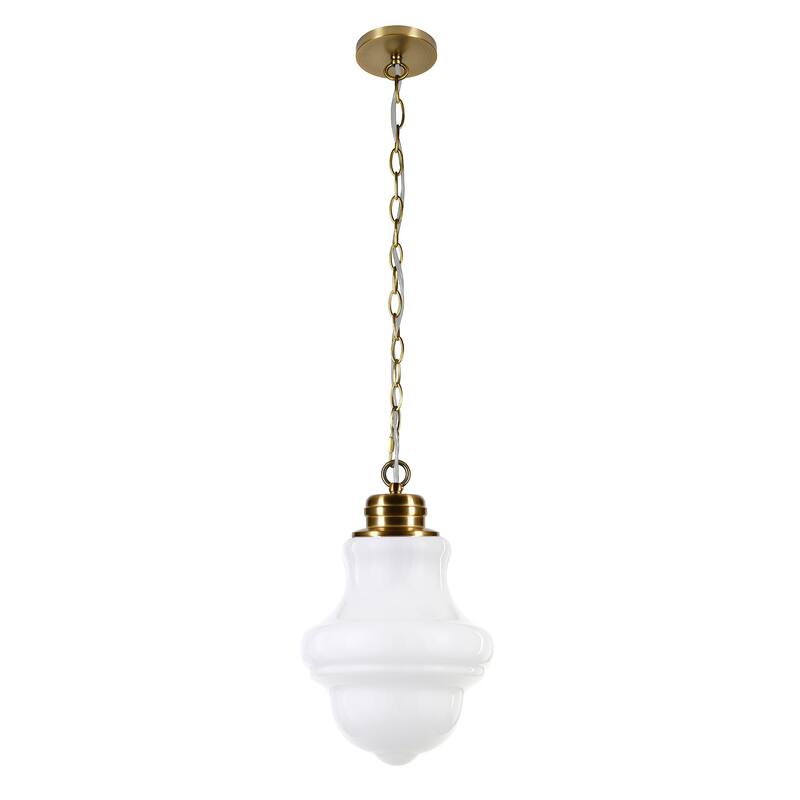 Annie Brass and White Milk Glass Pendant - Brass/Milk Glass