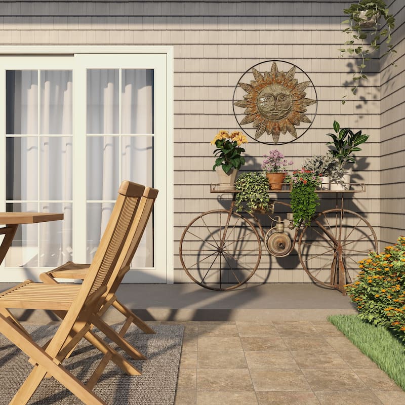 Bronze Metal Indoor Outdoor Weathered Vintage Bike Indoor Outdoor Plantstand