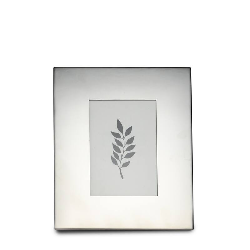 Broad Stainless Steel Rectangular Picture Frame - for 5" x 7" Photo - Silver