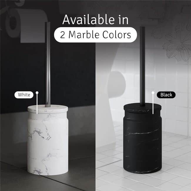 Creative Scents Toilet Brush and Holder Set (Marble Look) - Black