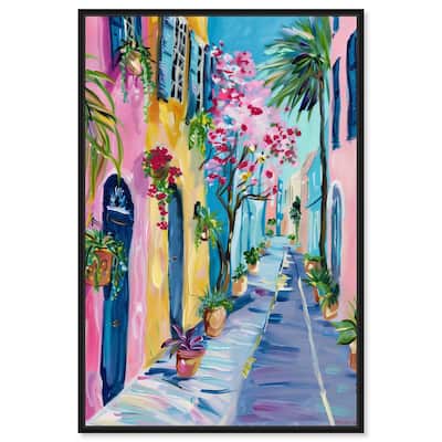 Art Remedy The Colorful Streets Framed Colorful Coastal 1 Piece Canvas Wall Art