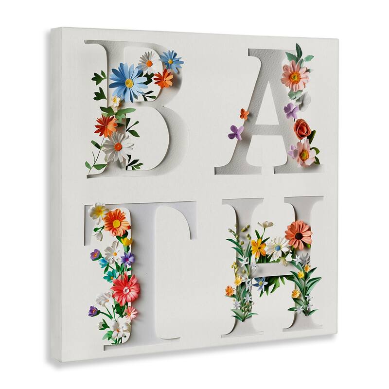 Stupell Floral Bath Typography Canvas Wall Art Design By Susan Arnot