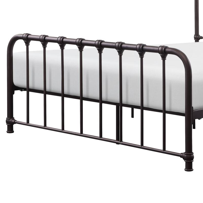 Ethan Twin Size Metal Bed, Bronze Spindle Design, Heavy Duty Slat Support